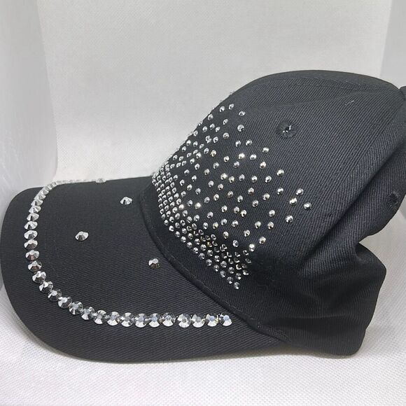 Black Rhinestone Studded Baseball Cap - Picture 2 of 5